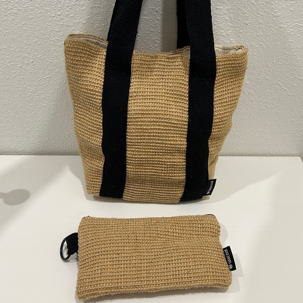 Wacoal Jute & Cotton Double Strap Tote With Detachable Matching Wristlet